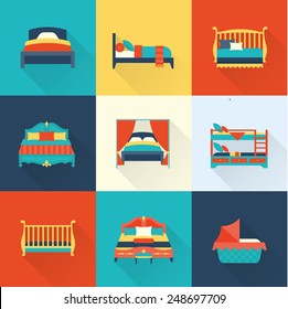 Vector Bed Icon Set