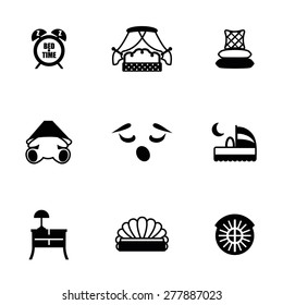 Vector Bed icon set on white background