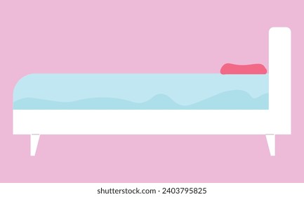 Vector bed illustration on pink background.