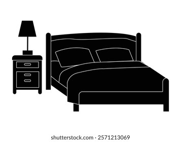 vector bed silhouette with white background.