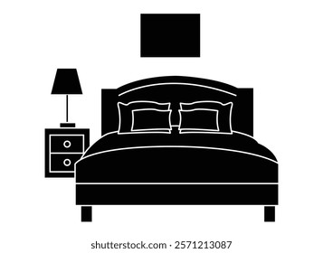 vector bed silhouette with white background.