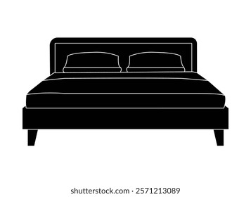 vector bed silhouette with white background.