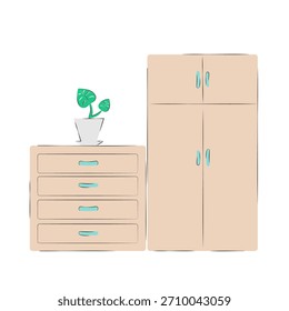 Mueble de noche de Vector y cajonera