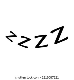 Vector Bedtime Snoring Sleeper Sign, Sleeping Text Print Doodle. Snore Or Dream Nap Sound, Zzzz Icon. Rest And Relax Zzzz Emblem, Snooze Symbol