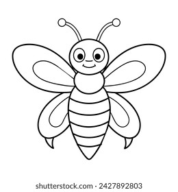 Vector of bee coloring page for kids