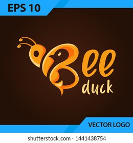 Vector Bee and duck logo on brown background