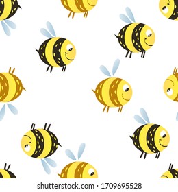 Vector bee endless pattern. Honey treatment for the prevention of flu and colds.
