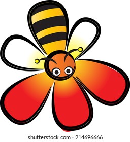 vector bee and flower icon / logo
