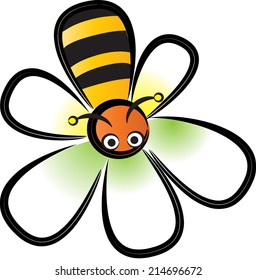 vector bee and flower icon / logo