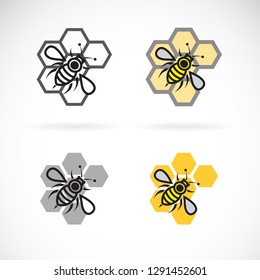 Vector of bee and honeycomb design on white background. Insect. Animals. Bee Icons. Easy editable layered vector illustration. 