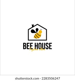 Vector bee house logo design concept illustration idea