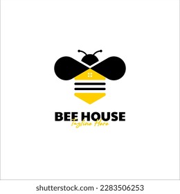 Vector bee house logo design concept illustration idea