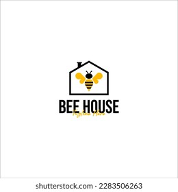 Vector bee house logo design concept illustration idea