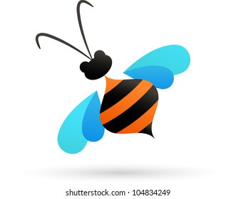 Vector bee icon and design element