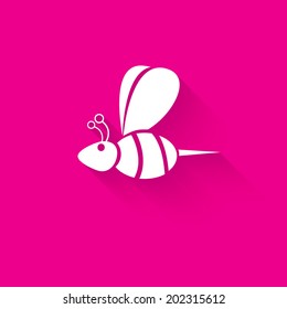 vector bee icon on pink background. abstract bee silhouette