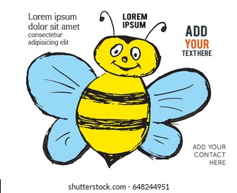 Vector bee illustration on white background.