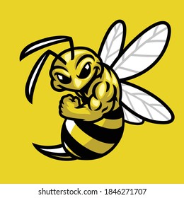 vector of bee muscle sport mascot