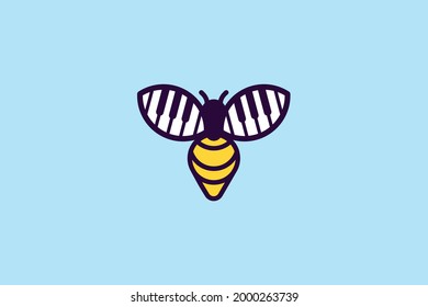 Vector bee and piano or icon