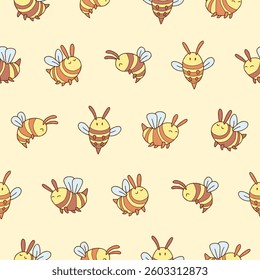 Vector Bee Seamless Pattern Background for Print Fabric Surface Fashion Wrapping