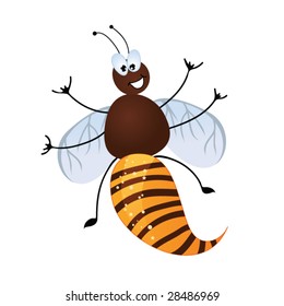 Vector bee showing a rock gesture