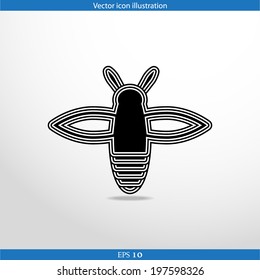Vector bee web flat icon in circle
