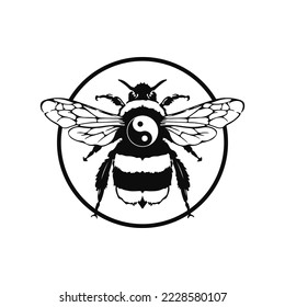 vector bee with yin yang symbol