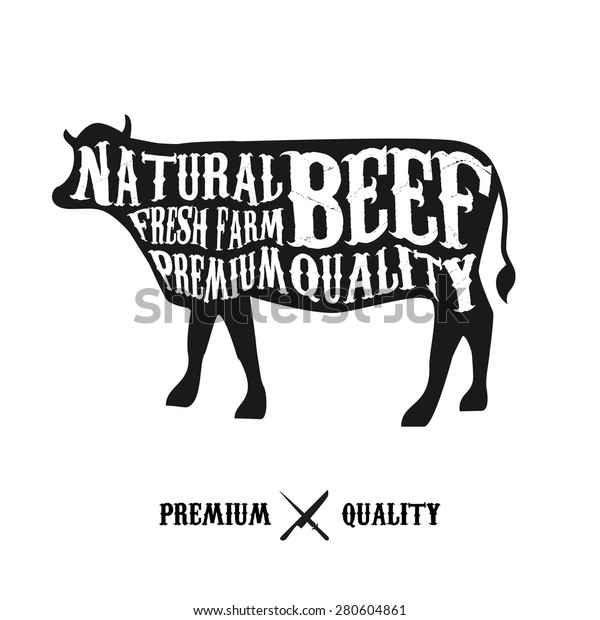 Vector Beef Cuts Diagram Vintage Style Stock Vector (Royalty Free ...