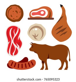 Vector Beef. Flat style colorful Cartoon illustration.
