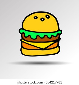 vector beef illustration hamburger sandwich cheese cheeseburger