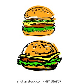 vector beef illustration hamburger sandwich cheese cheeseburger