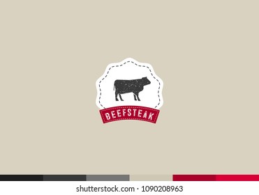 vector beef steak logo