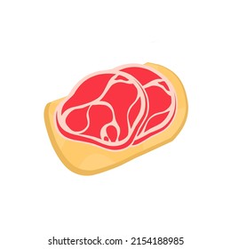 Vector beef steak. Beef tenderloin. Slice of steak, fresh meat on the cutting board. Raw beef slices. Vector illustration in flat style. great for burgers and barbecue.