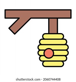 Vector Beehive Filled Outline Icon Design

