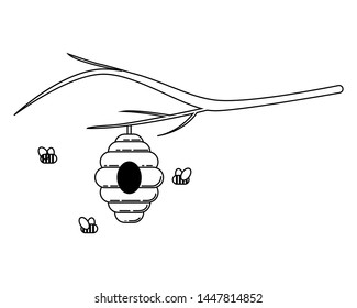 Vector beehive icon sign symbol. Outline illustration. illustration for design and web isolated on white background.