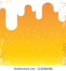 vector beer background with white foam and bubbles. light beer poster design template