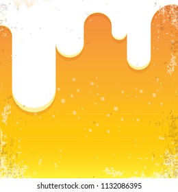 vector beer background with white foam and bubbles. light beer poster design template
