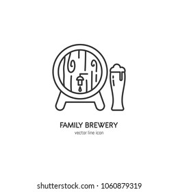 Vector Beer barrel  icon in trendy linear style isolated on white background