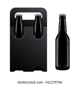 Vector Beer Bottle And Black Packaging