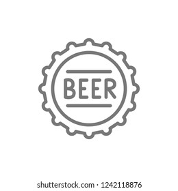 Vector beer bottle cap line icon. Symbol and sign illustration design. Isolated on white background