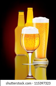 Vector beer - bottle and glass