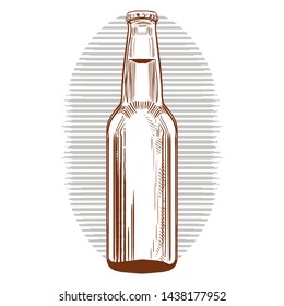 Vector beer bottle. Hand drawn vintage illustration in engraved style. Isolated on white background. oktoberfest .