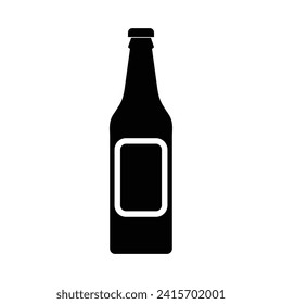 Vector beer bottle vector illustration isolated white background.