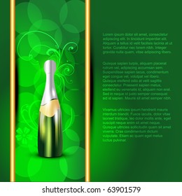 botella de cerveza vectorial sobre fondo de color verde