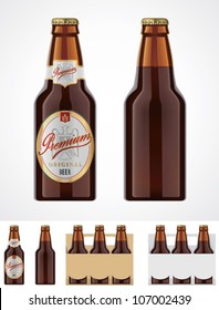 Plantilla o icono del frasco de cerveza del vector