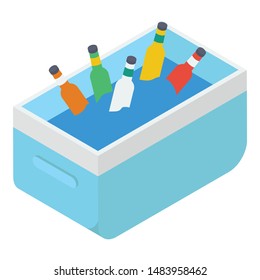 Vector of beer bottles isometric design