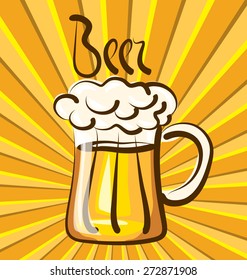 cerveza vectorial con inscripción caligráfica