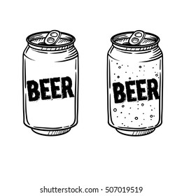 Vector Beer Drawing. Hand Drawn Craft Beer Illustrations. Vintage Drink Sketch. Great For Restaurant Or Cafe Drink Menu. Label Can Be Removed