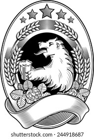 Vector beer emblem with heraldic lion