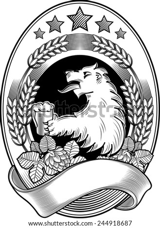 Vector beer emblem with heraldic lion