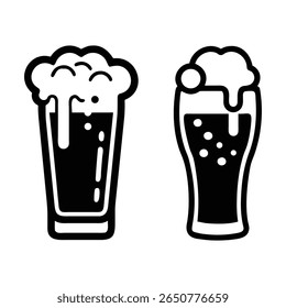 Cerveja vetorial com dois copos de bebida de cerveja espumosa. Design escalável adequado para vários aplicativos. Formato vetorial escalável adequado para mídia impressa e digital.